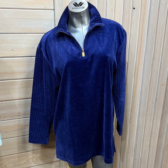 Liz Claiborne Tops - Liz Claiborne Royal Blue Velour Pullover